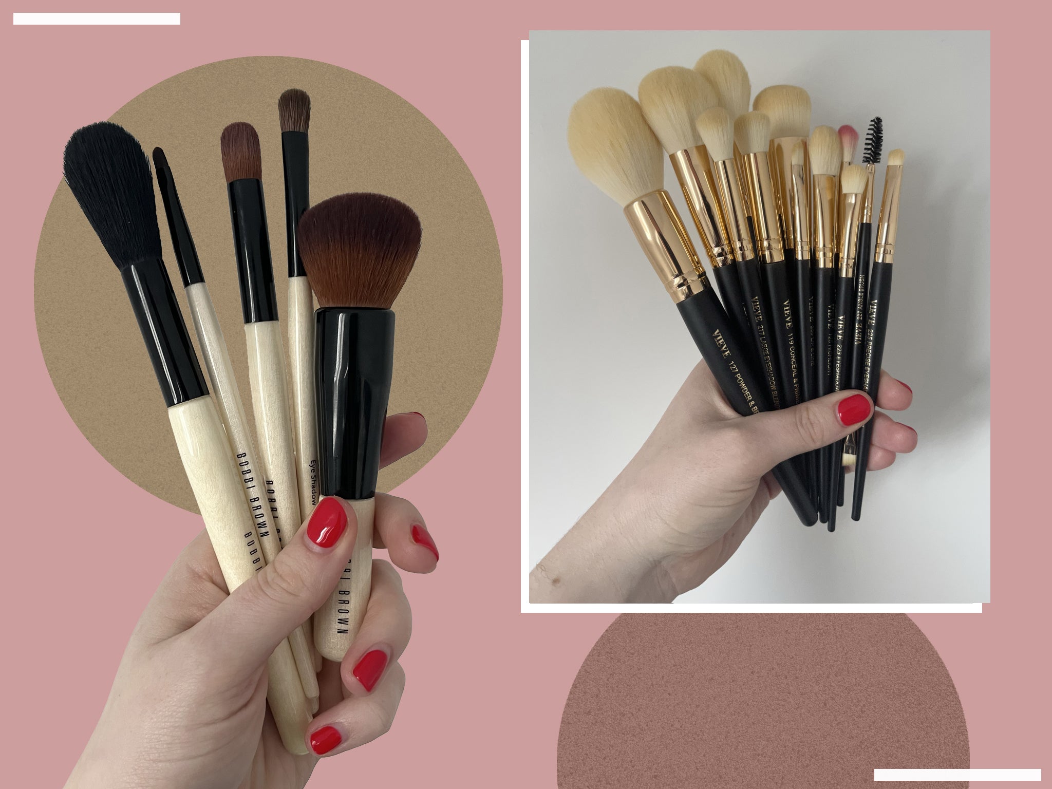 Creamy formulas are best applied with densely packed brushes, while powder works well with fluffier styles