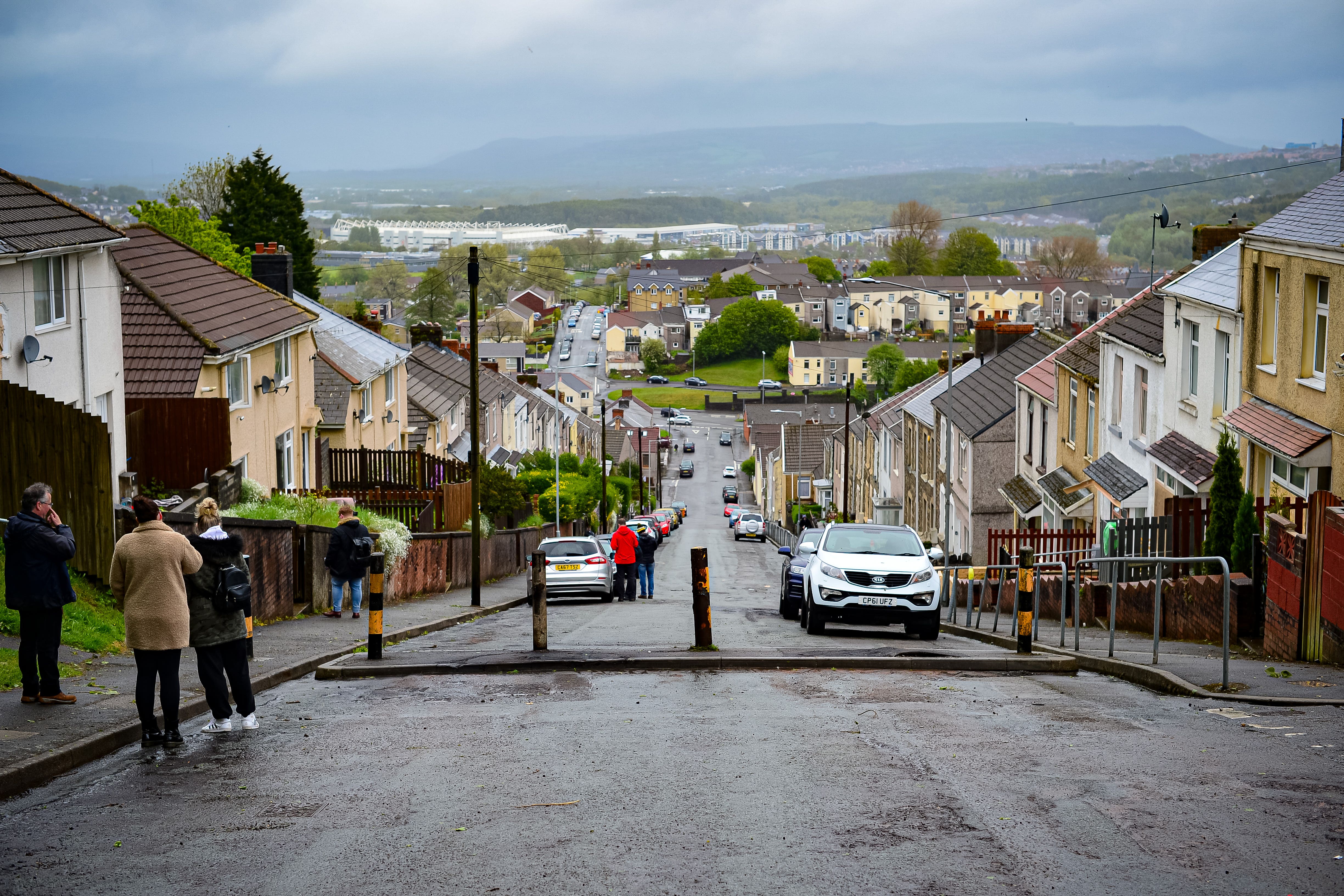 Waun Wen Road, Swansea, where large-scale disorder broke out when a vigil descended into violence (Ben Birchall/PA)