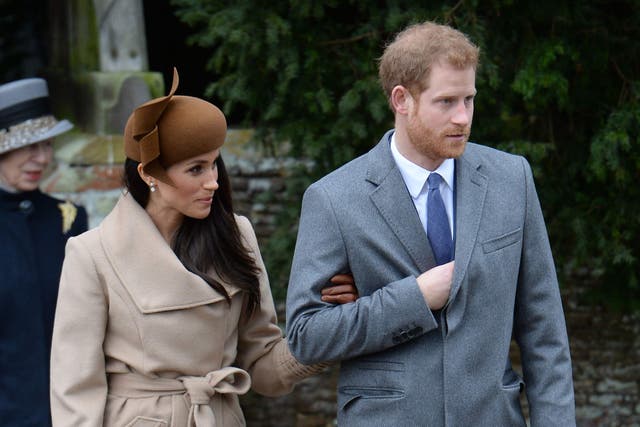 Meghan Markle and Prince Harry leaving the Christmas Day morning church service at St Mary Magdalene Church in Sandringham, Norfolk (PA)