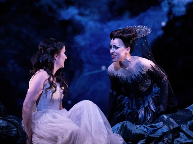 <p>Aigul Khismatullina (Queen of the Night) and Anna Prohaska (Pamina) in ‘The Magic Flute’ </p>