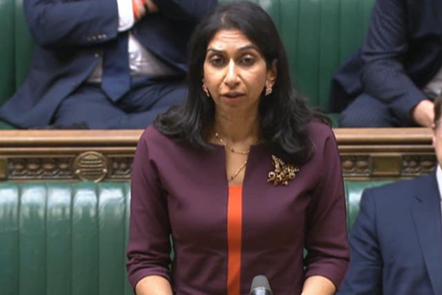 <p>The home secretary Suella Braverman making a statement to MPs in the House of Commons</p>