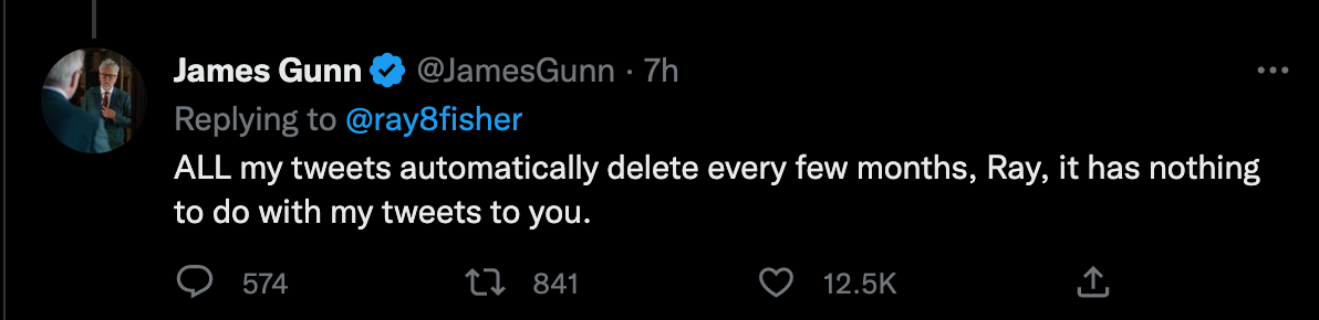 James Gunn defended himself from Ray Fisher criticism on Twitter