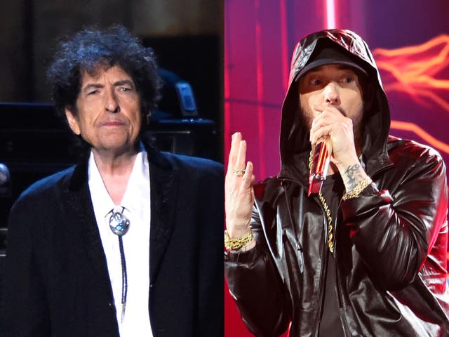 <p>Bob Dylan and Eminem</p>