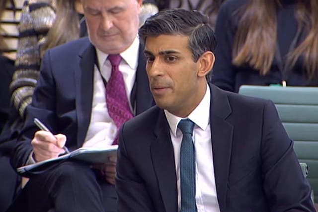 Rishi Sunak gives evidence to the Commons Liaison Committee (House of Commons/PA)