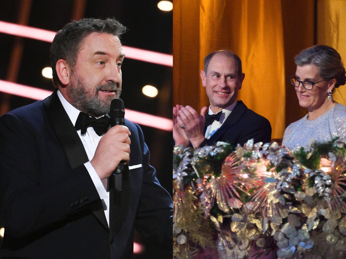 &lsquo;There goes the knighthood!&rsquo;: Lee Mack pokes fun at Prince Edward during Royal Variety Performance
