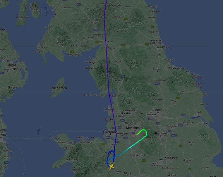 Flightradar24 showed the diversion at 8.40pm