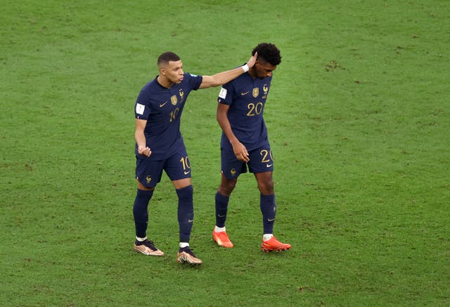 <p>Kingsley Coman and Kylian Mbappe were two of the players targeted online </p>