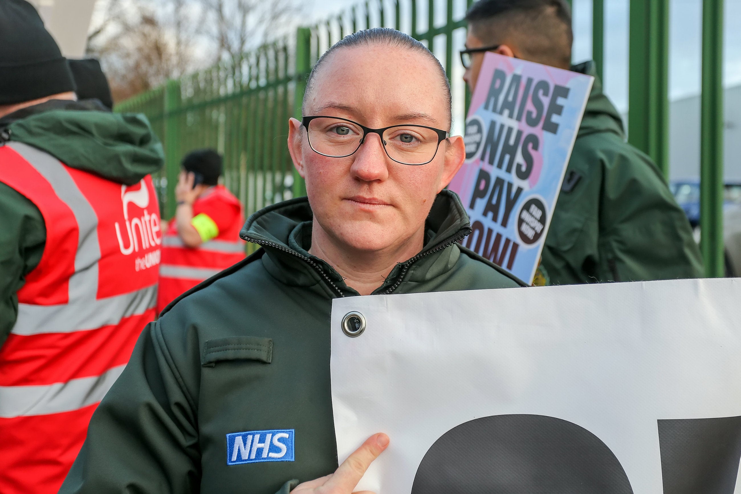 Jenny Withall, a paramedic on the picket line in Coventry