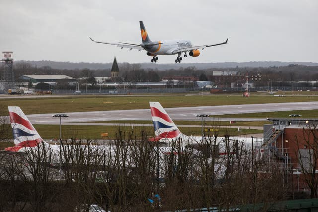 <p>An aircraft comes into land as the runway is reopened at Gatwick Airport (file photo) </p>