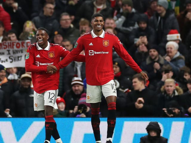 <p>Rashford doubles United’s lead as they advanced to the quarter-finals </p>