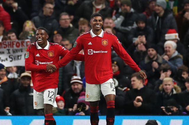 <p>Rashford doubles United’s lead as they advanced to the quarter-finals </p>