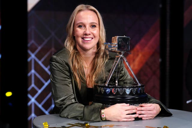 Beth Mead pictured with the BBC Sports Personality of the Year trophy (David Davies/PA)