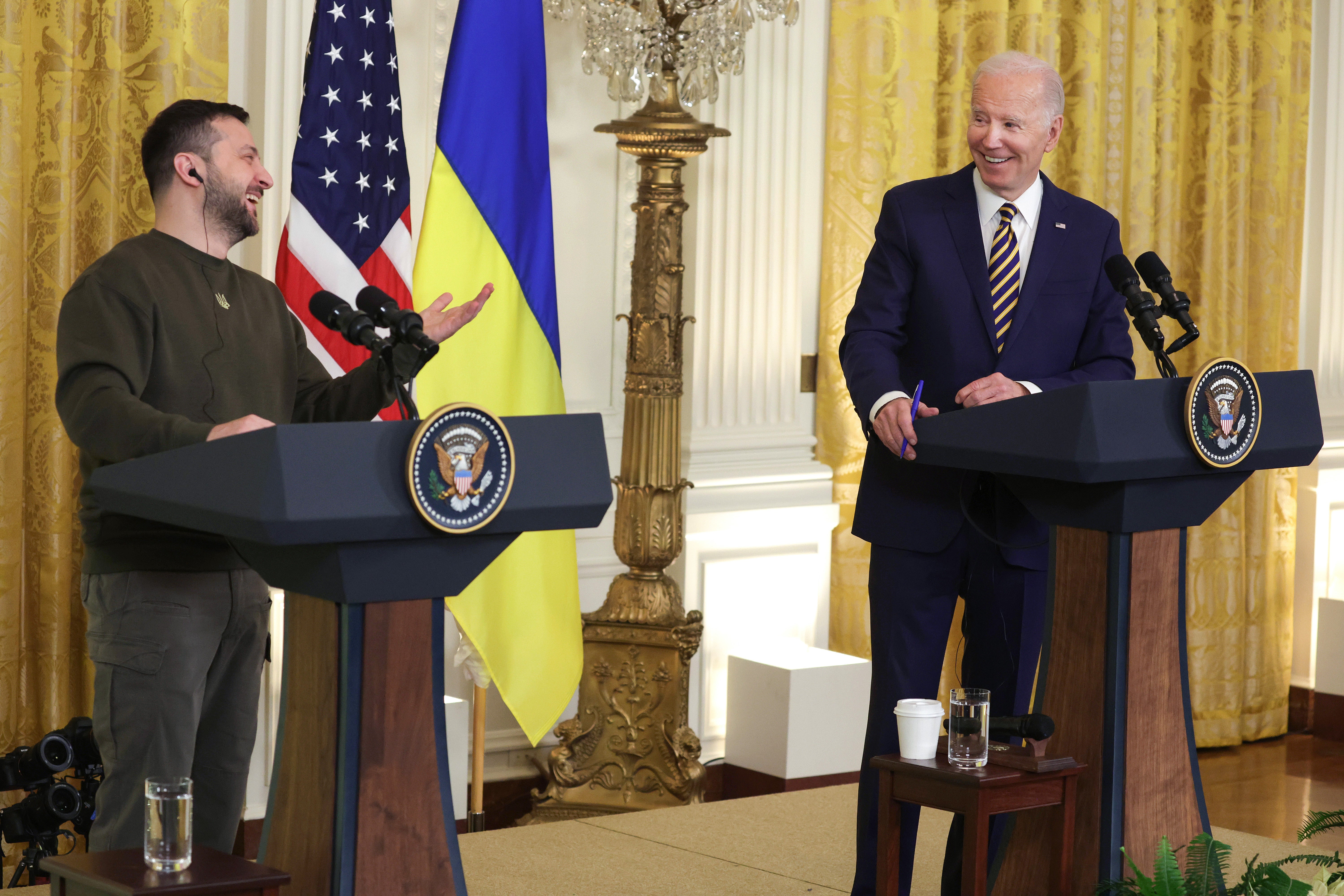 Joe Biden and Volodymyr Zelensky held a joint press conference in the East Room at the White House