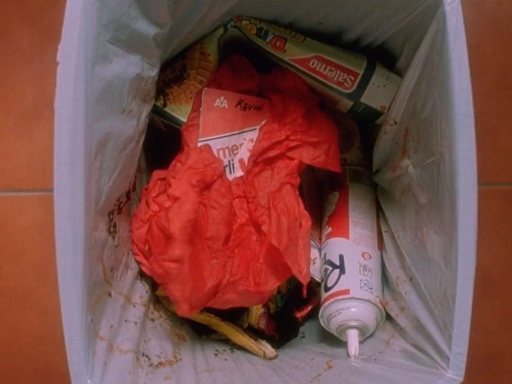 Kevin’s plane ticket is thrown in the bin in ’Home Alone’