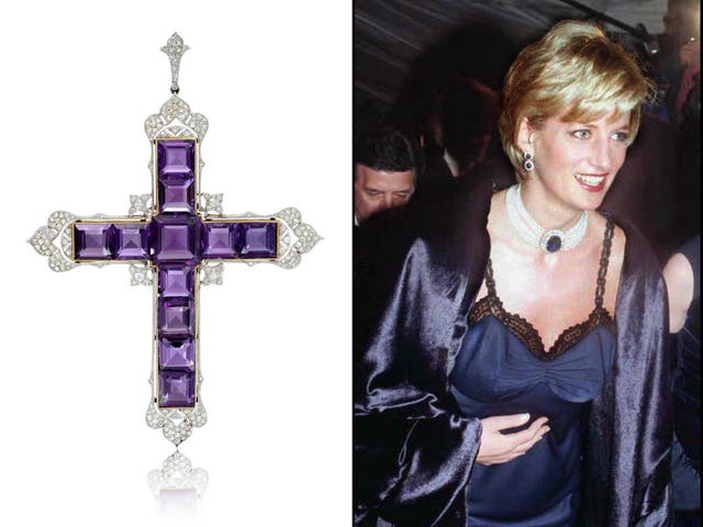 <p>The Garrard crucifix pendant, worn by Diana, Princess of Wales, several times throughout her life, will go on auction</p>