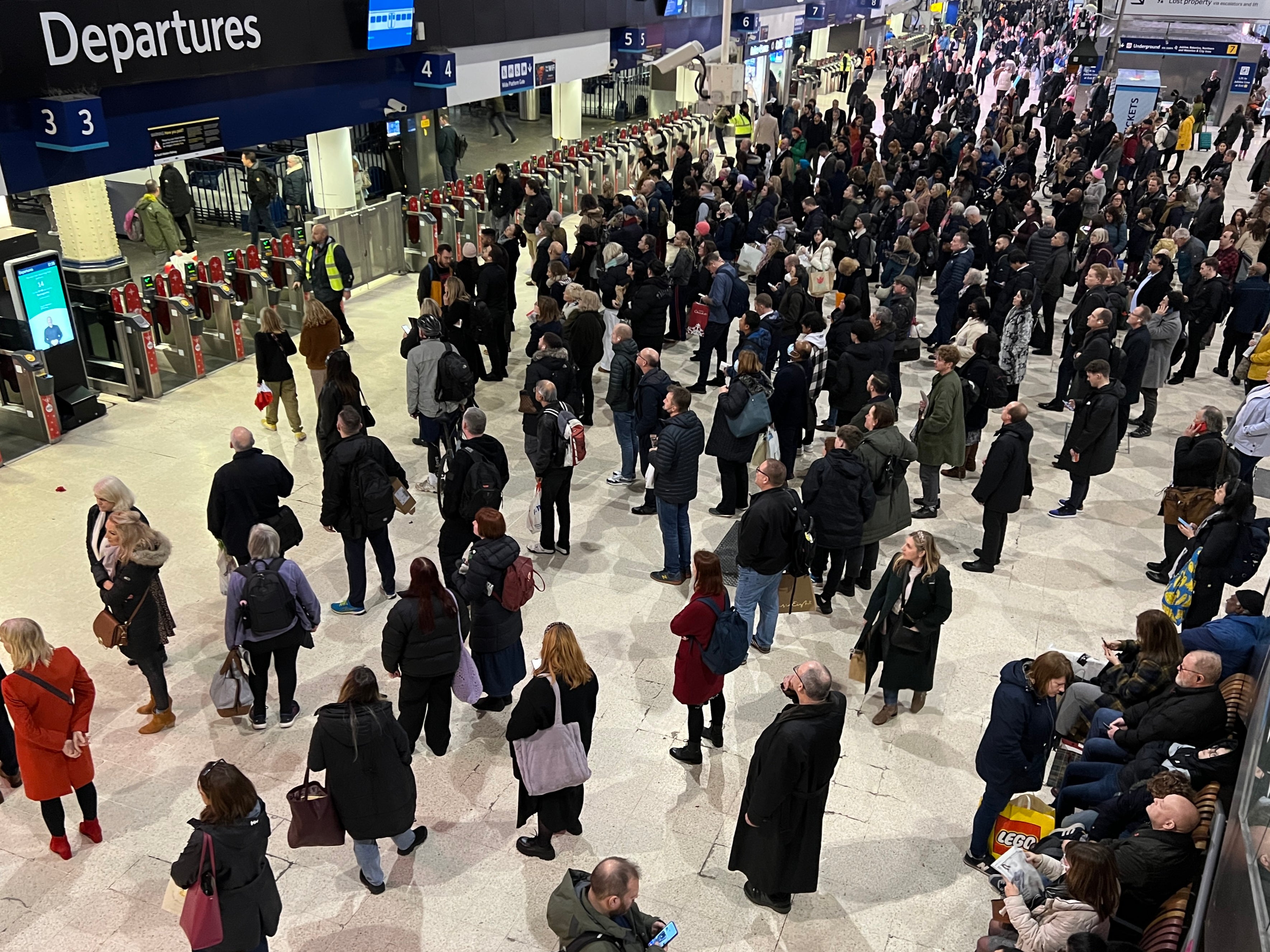 Going places? Passengers at London Waterloo on midwinter’s day