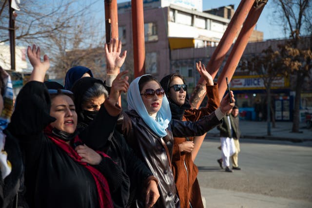 <p>Afghan women in Kabul protest new Taliban ban on accessing University education </p>