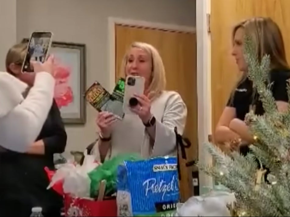 Lori Janes won $175,000 on a lotto ticket at her company’s white elephant gift exchange