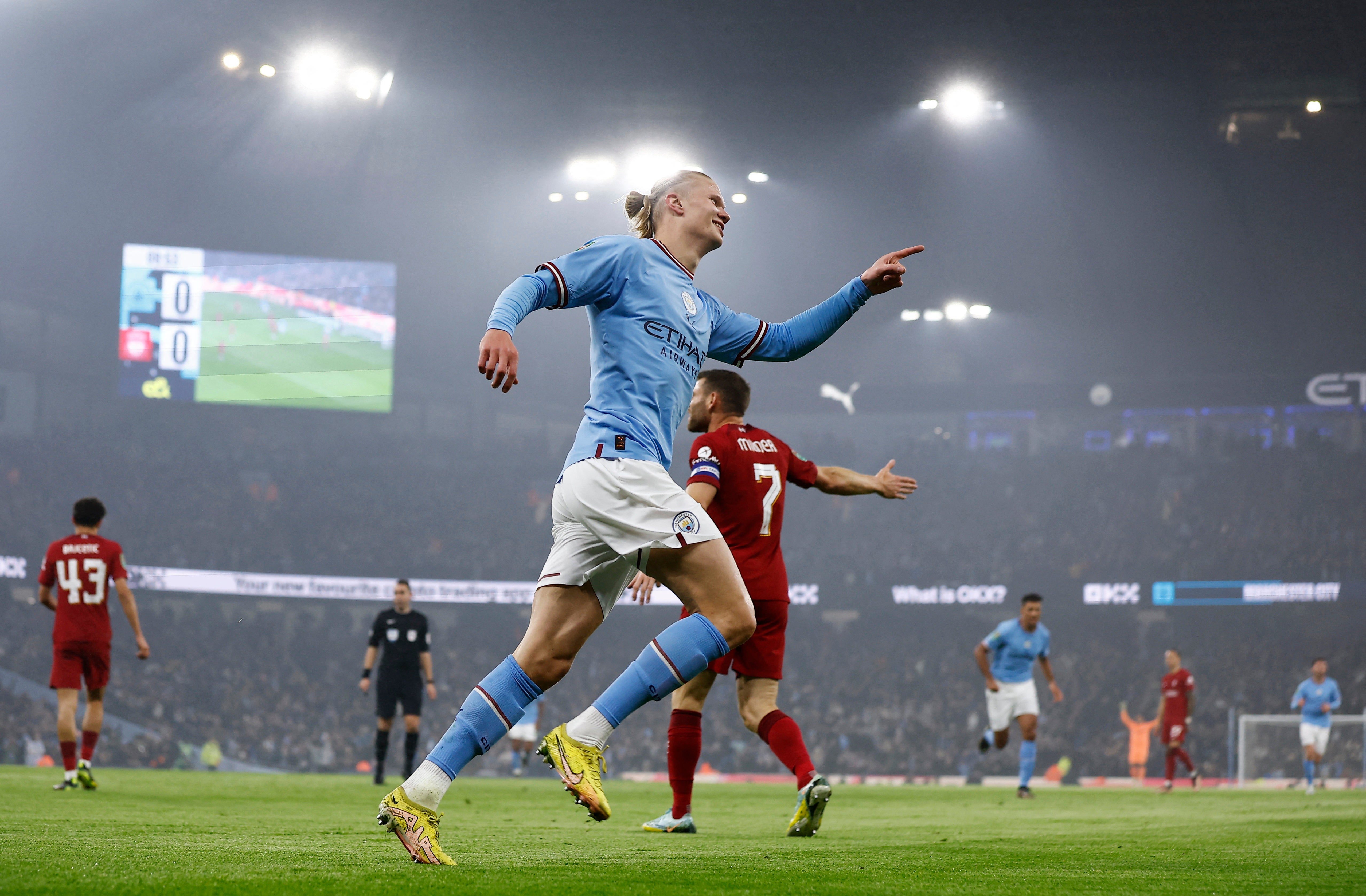 Manchester City's Erling Braut Haaland celebrates scoring
