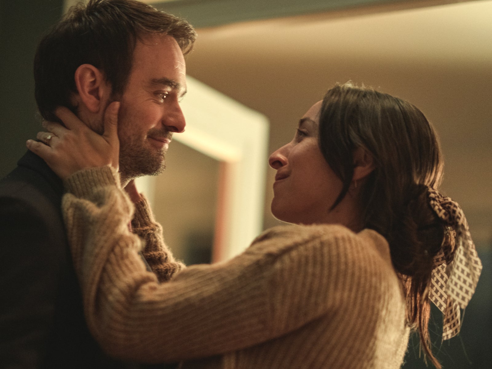 Charlie Cox as Adam Lawrence and Oona Chaplin as Maddy in ‘Treason’