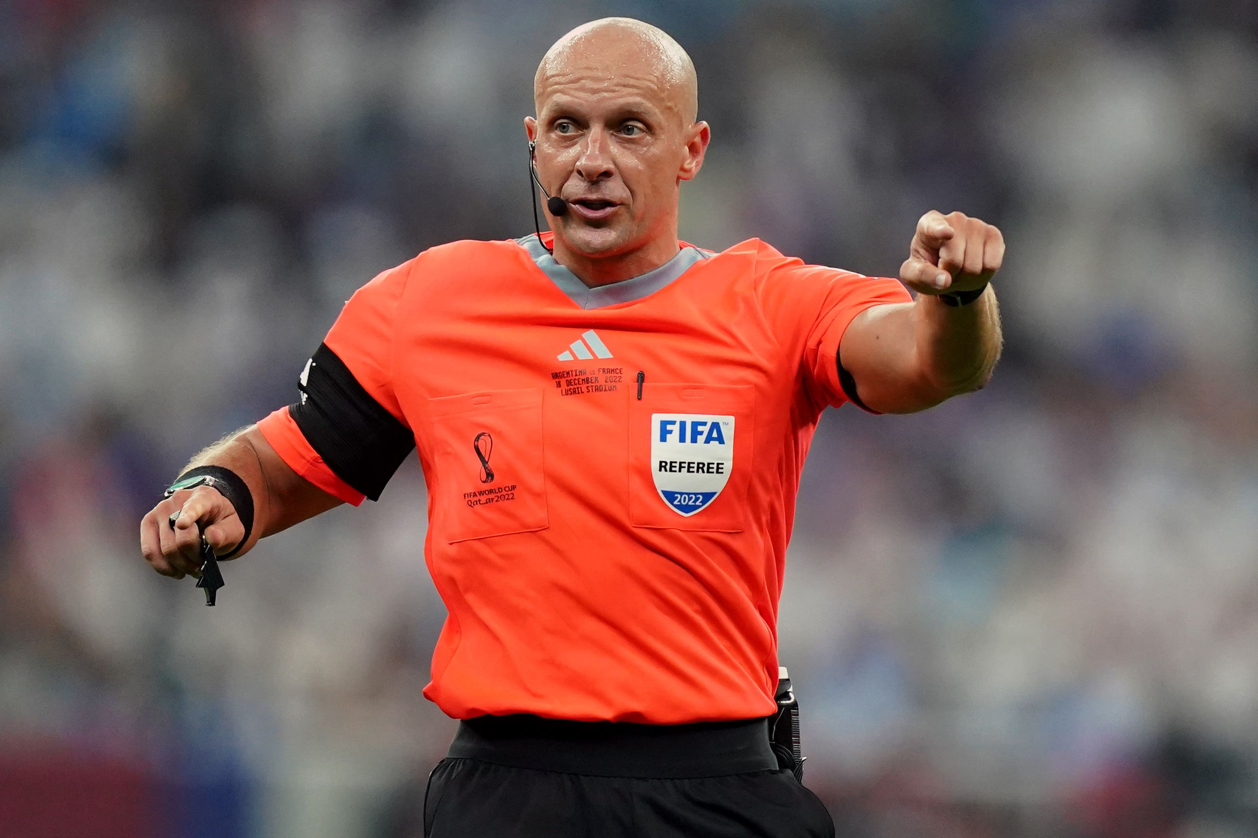 Referee Szymon Marciniak, a former amateur player, was praised for his performance in Sunday’s World Cup final (Mike Egerton/PA)