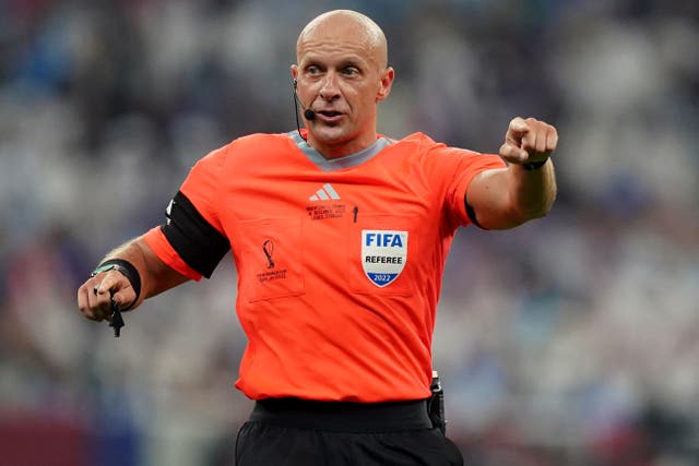 Referee Szymon Marciniak, a former amateur player, was praised for his performance in Sunday’s World Cup final (Mike Egerton/PA)