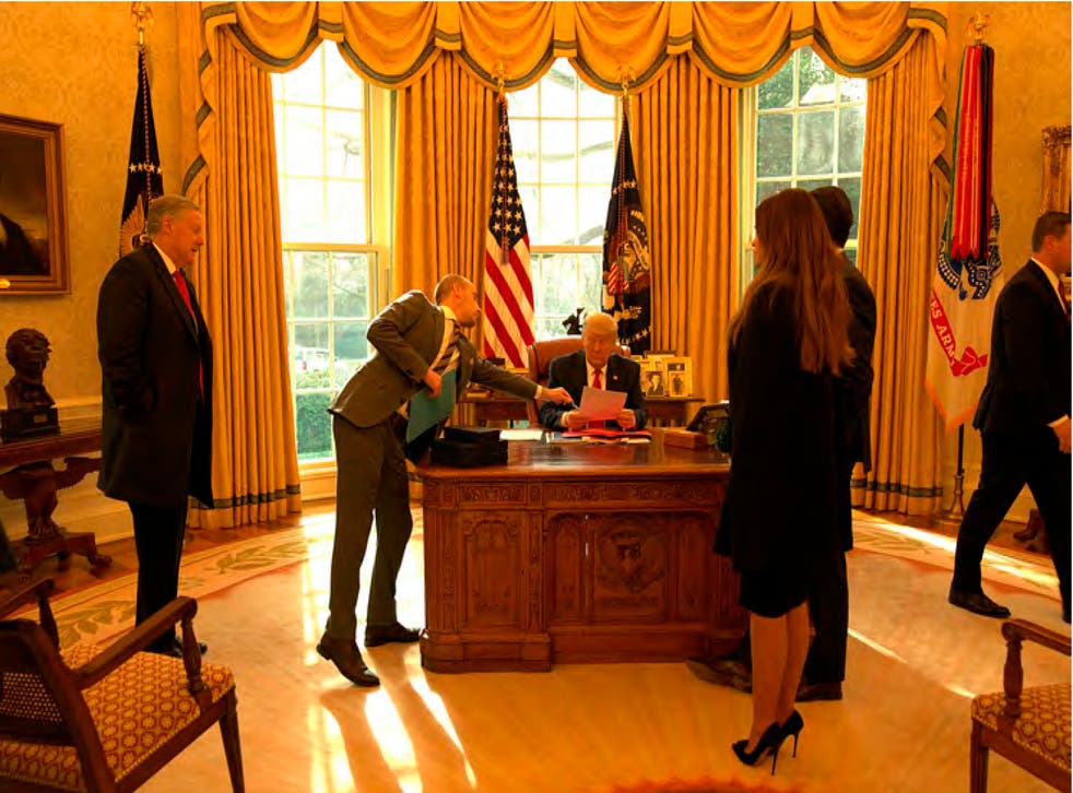 <p>Donald Trump in the Oval Office on the morning of January 6 2021 </p>