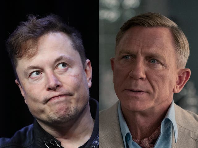 <p>Elon Musk, and Daniel Craig in ‘Glass Onion'</p>