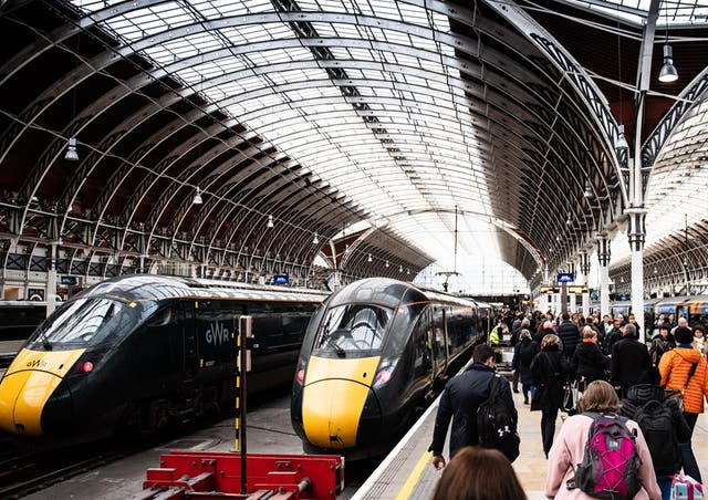 <p>GWR trains headed southwest from Paddington Station</p>