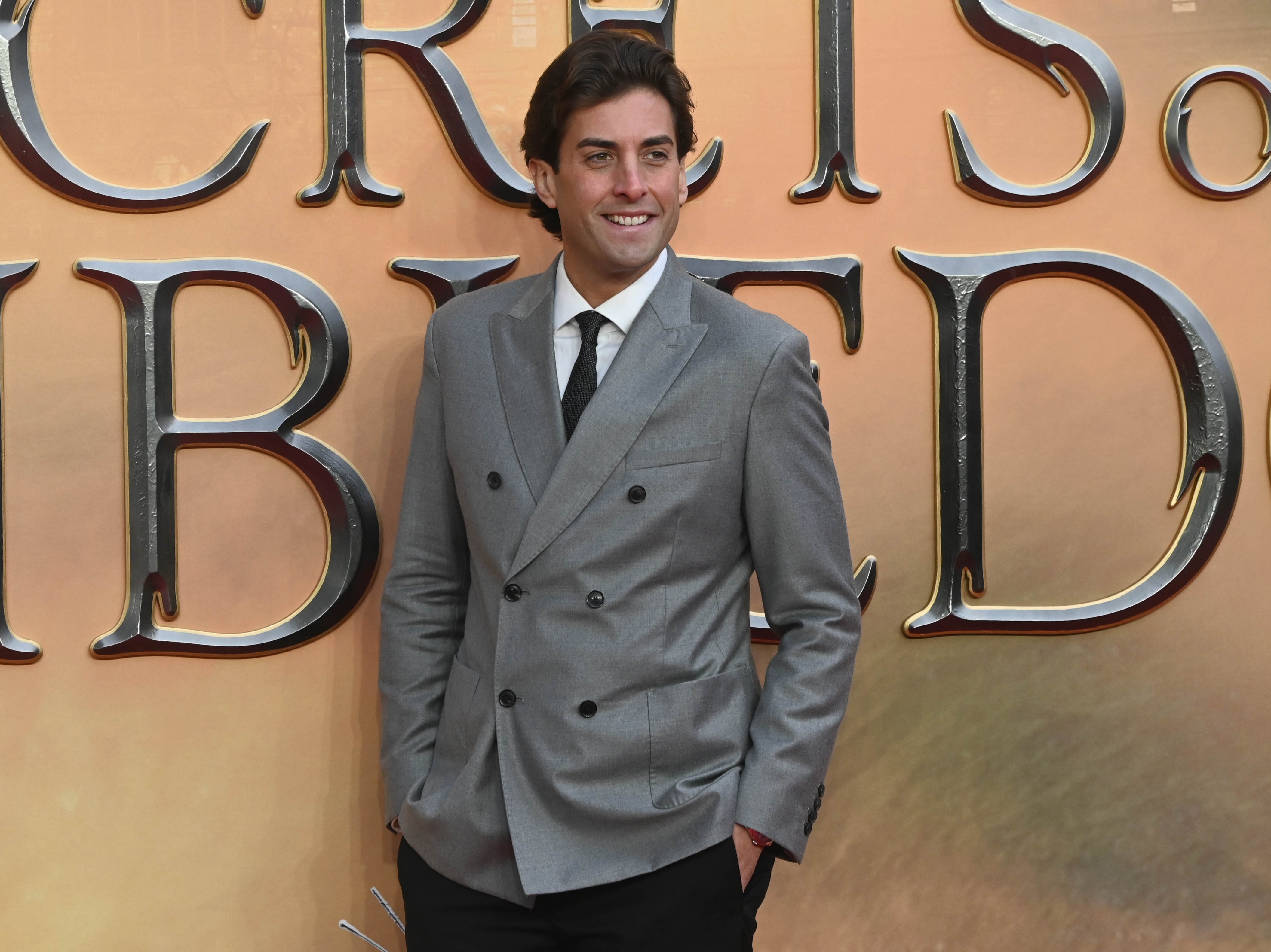 James Argent arrives at the "Fantastic Beasts: The Secret of Dumbledore" World Premiere at The Royal Festival Hall