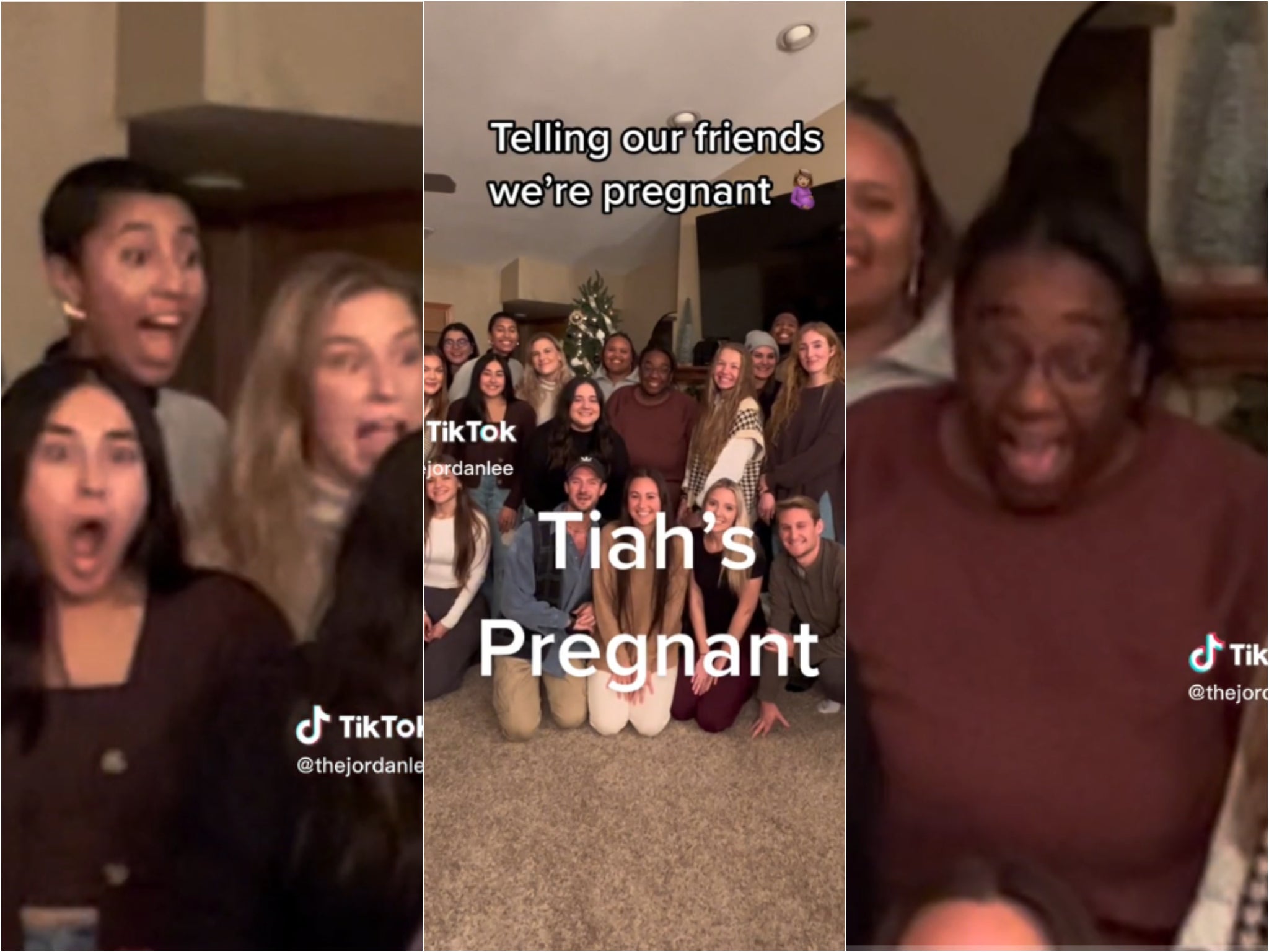 TikToker Jordan Lee posted a video of his friends’ reactions following his and his wife’s pregnancy announcement
