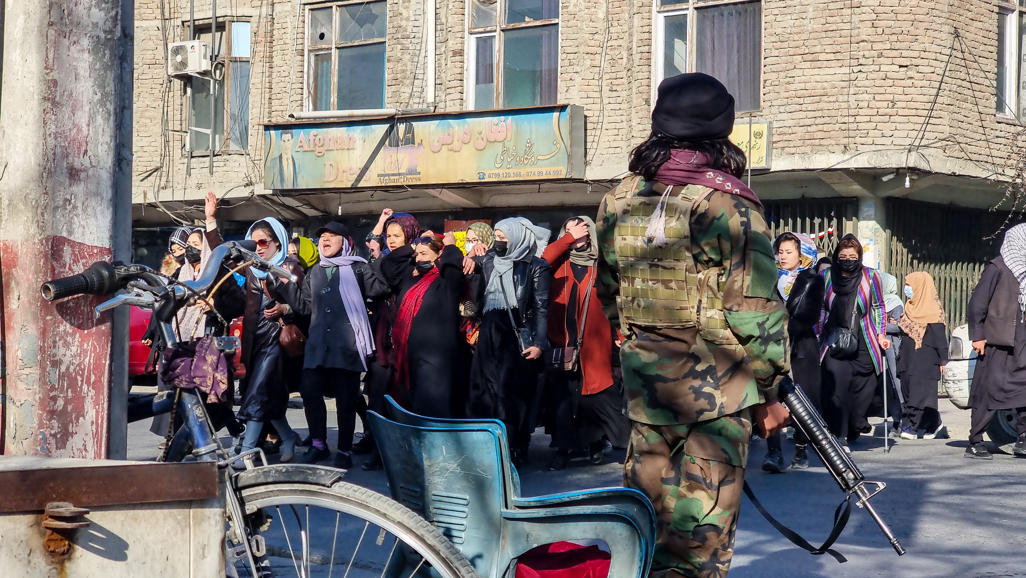 Afghan women protest against new Taliban ban on women accessing University Education in Kabul