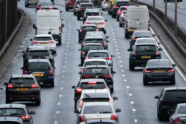 Traffic on the A13 in London. Many drivers are battling a band of heavy rain which is moving north from southern England and Wales to southern Scotland and Northern Ireland throughout the day. Picture date: Friday December 23, 2022.