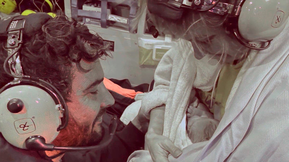 Woman gives birth in rescue helicopter over &lsquo;UK&rsquo;s island paradise&rsquo;