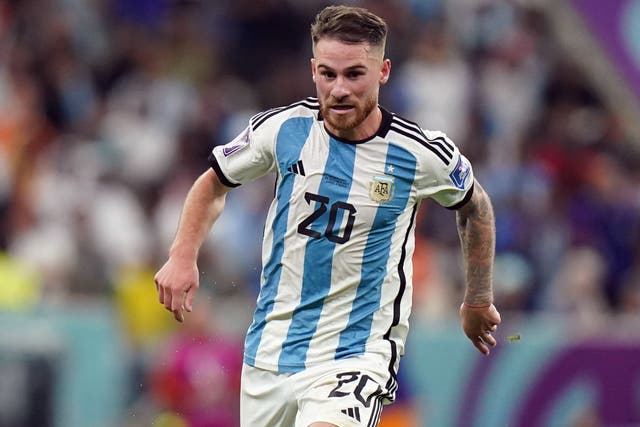Brighton’s Alexis Mac Allister in action for Argentina at the World Cup (Adam Davy/PA).
