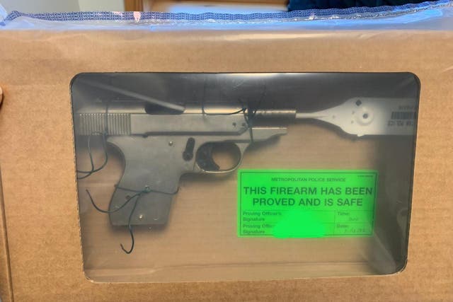 A firearm seized by Metropolitan Police officers during a dawn raid at a location in Abbey Wood on Wednesday (Metropolitan Police)