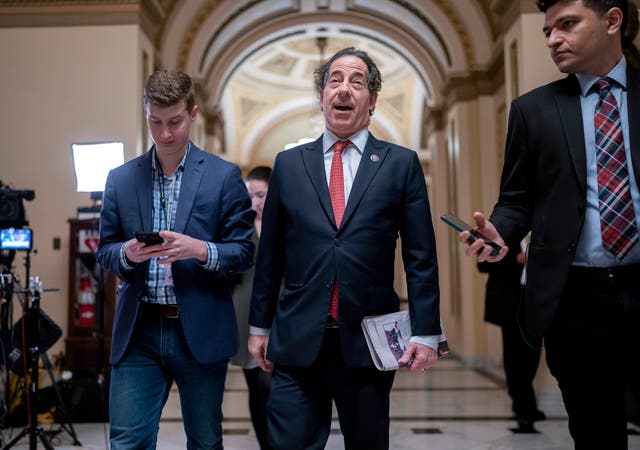 <p>Rep Jamie Raskin talks to reporters in the US Capitol </p>