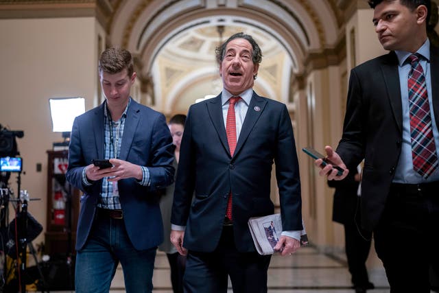<p>Rep Jamie Raskin talks to reporters in the US Capitol </p>