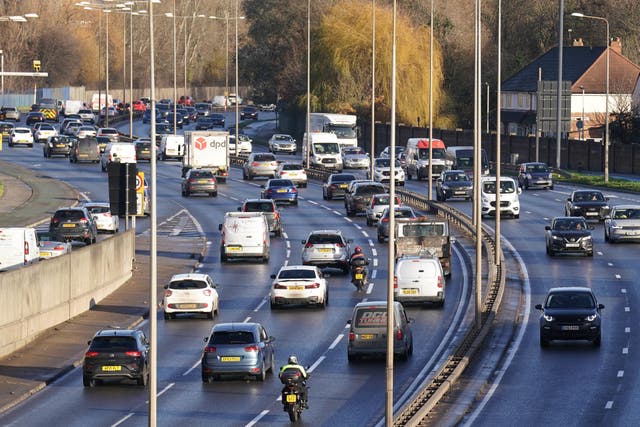 The AA predicted that nearly 17 million cars will be on UK roads on Saturday (Kirsty O’Connor/PA)