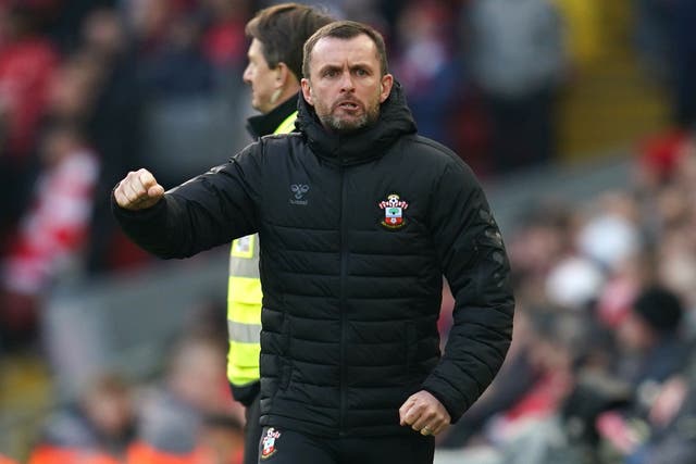 Nathan Jones’ first match in charge of Southampton was a 3-1 loss at Liverpool on November 12 (Nick Potts/PA)