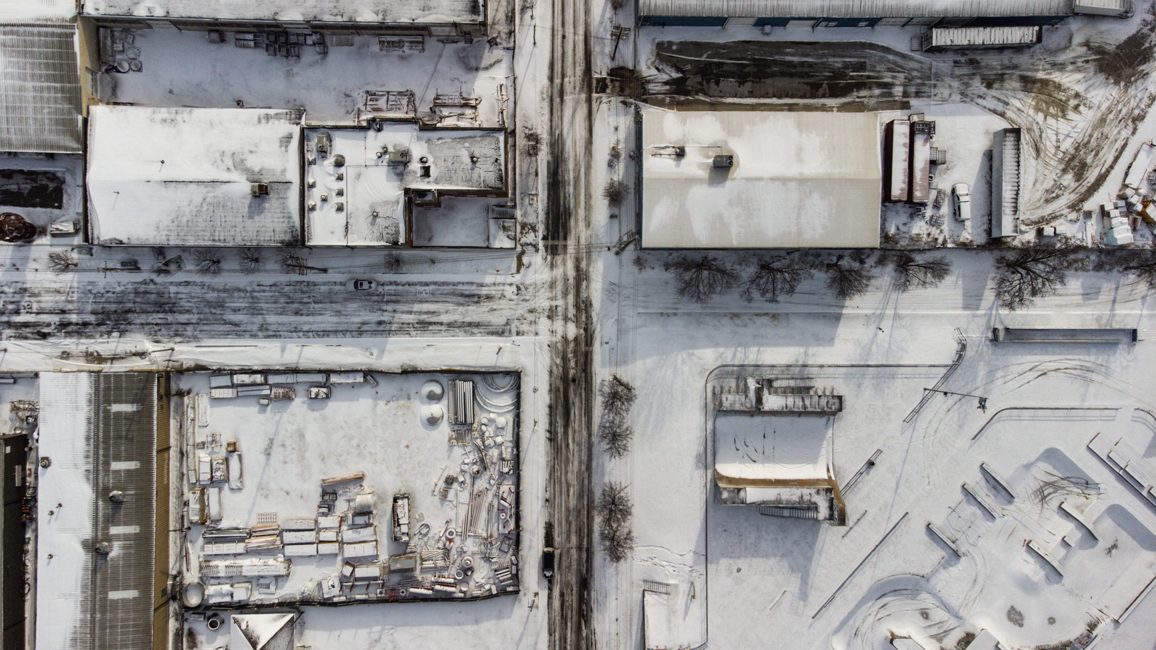 Snow-covered buildings are seen in Louisville, Kentucky, under freezing temperatures on December 23, 2022