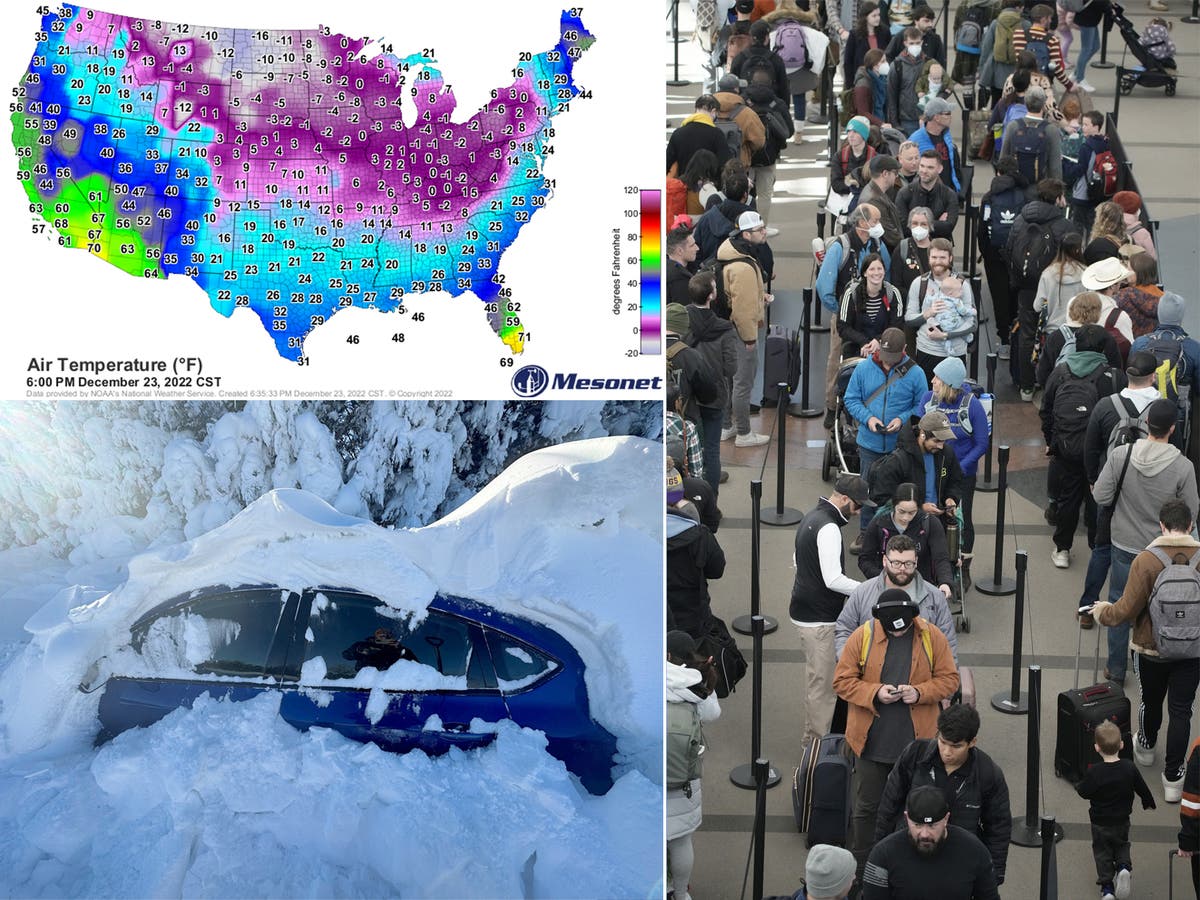 Winter storm latest: America faces coldest Christmas in memory as 125,000 still without power and thousands of travellers stranded – live