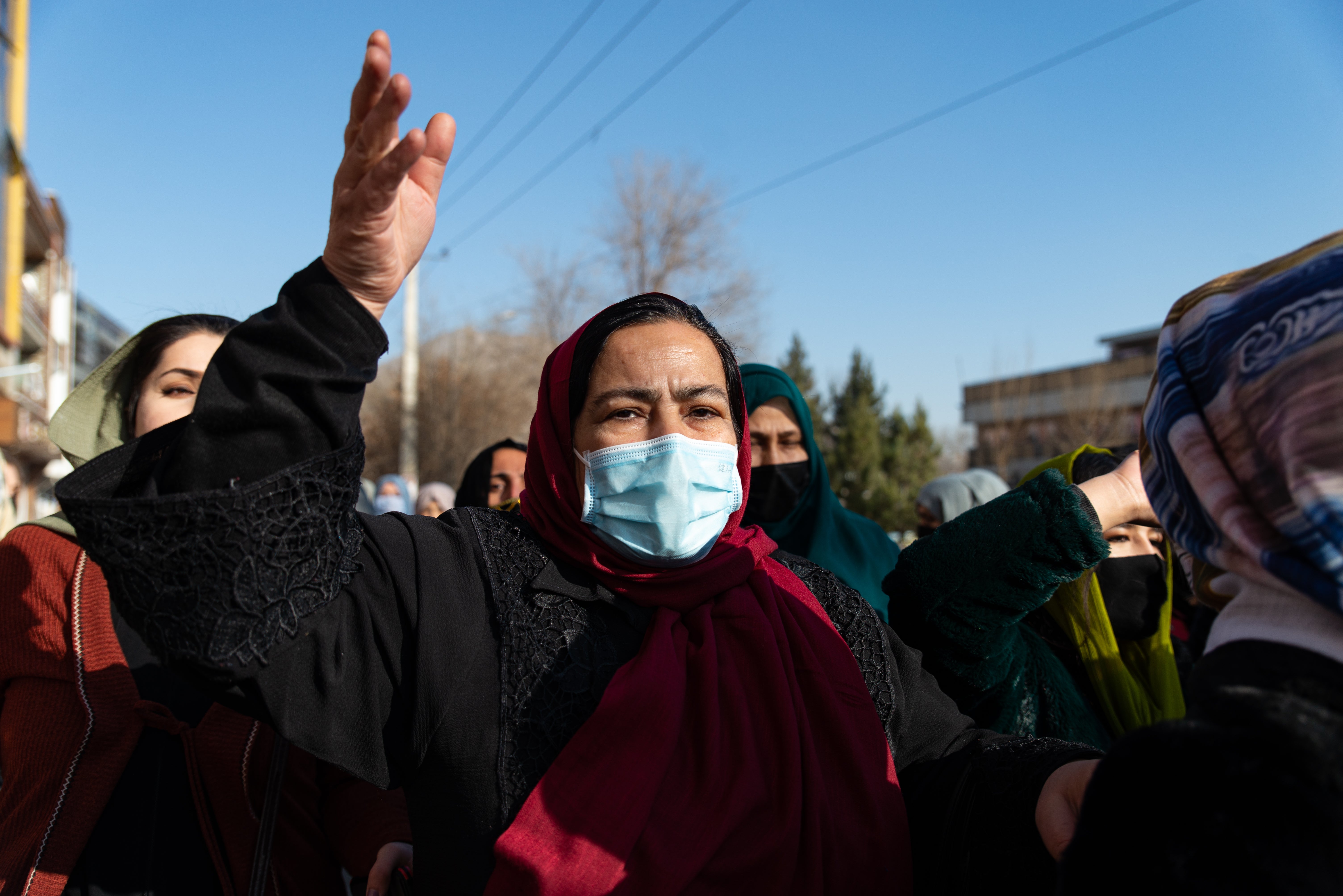 Women protest against the new Taliban ban on women accessing university education on Thursday