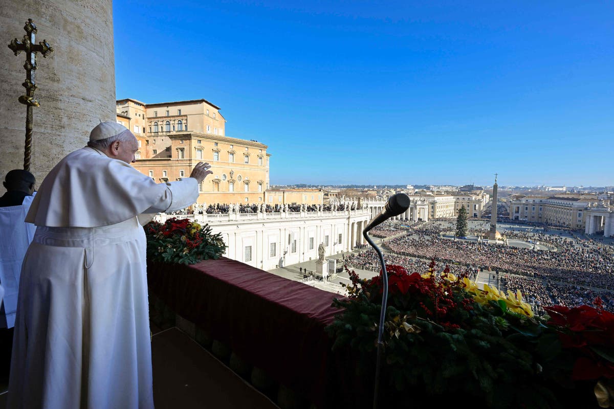 Pope Francis says &lsquo;icy winds of war buffet humanity&rsquo; in Christmas Day address