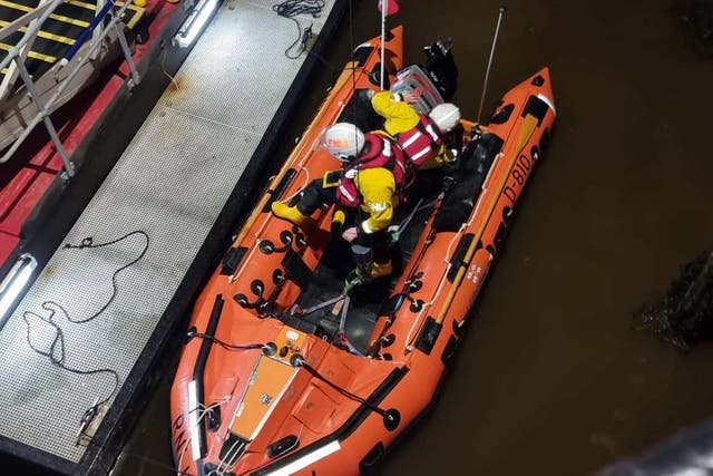 Whitby’s volunteer lifeboat crew warned of the dangers of setting off distress flares in non-emergencies after they launched on Christmas Day for the first time in living memory (Whitby RNLI/PA)