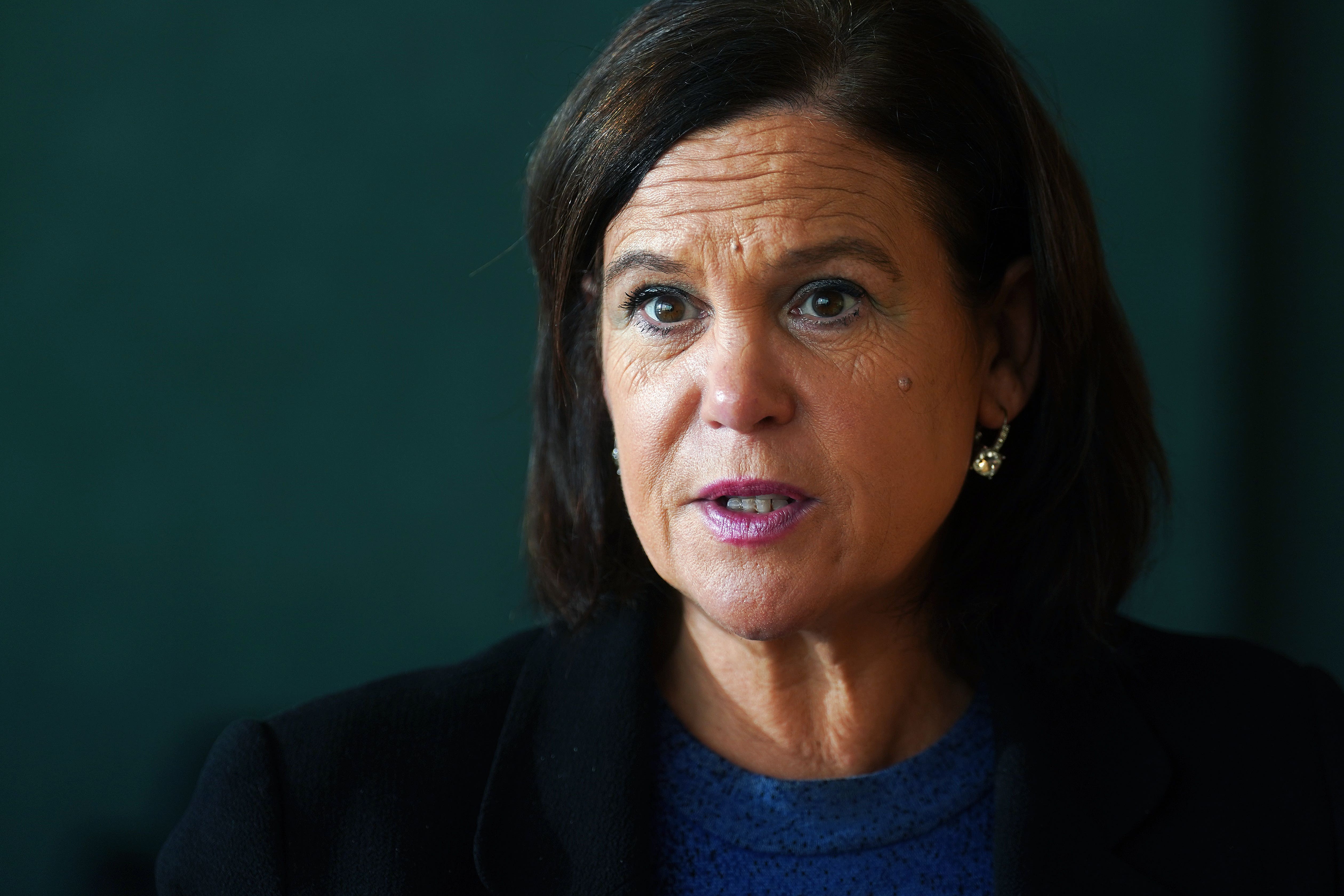 Sinn Fein leader Mary Lou McDonald speaking at Leinster House in Dublin.