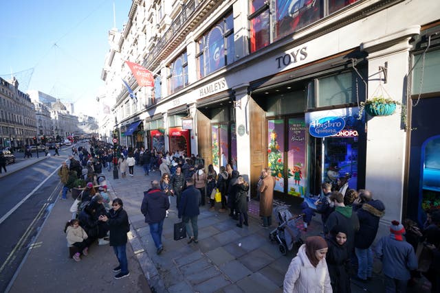 Early data suggests footfall this Boxing Day is up by half on last year (James Manning/PA)