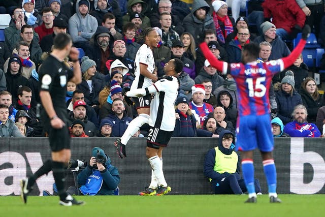 Fulham’s Bobby Decordova-Reid (centre left) was on the scoresheet for Crystal Palace (Zac Goodwin/PA)