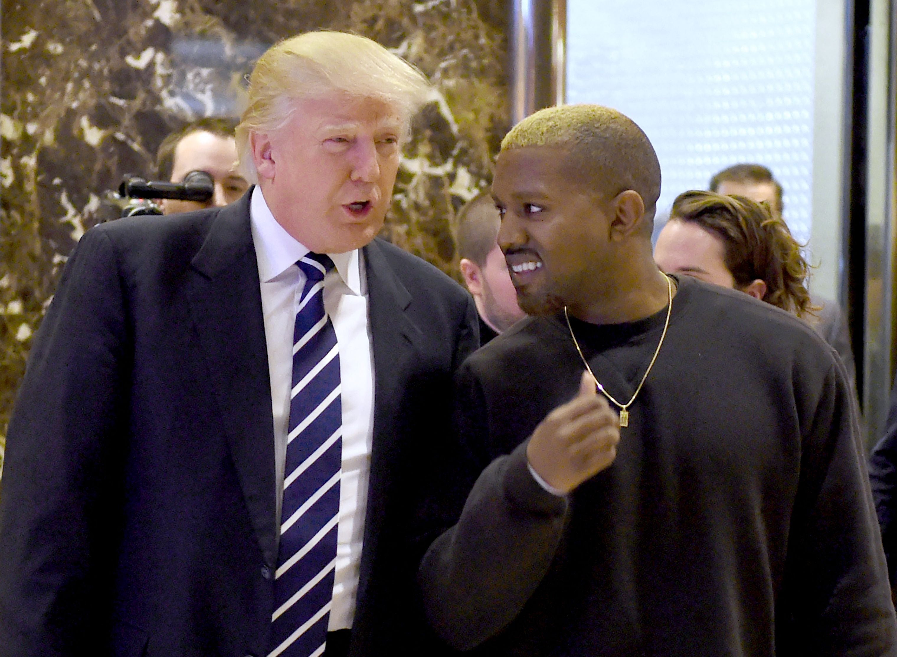 Kanye West and Trump after a meeting at Trump Tower in New York in 2016. Trump was thankful for West’s support until the rapper began voicing antisemitic views in 2022, leading to Trump calling him a ‘seriously troubled man’