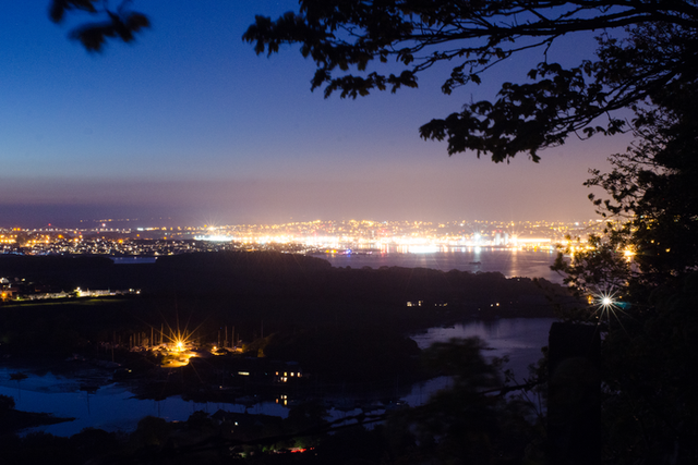 <p>Street lighting creates an artificial glow in the night sky above Plymouth and the surrounding areas</p>
